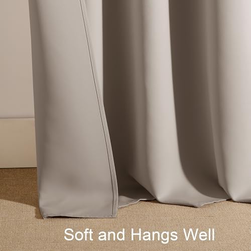 PONY DANCE Taupe Blackout Curtains for Bedroom 72 inches Long, Rod