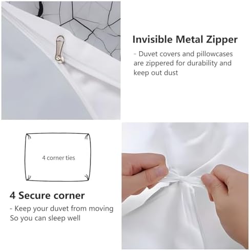Light Gray Duvet Cover Queen - 100% Microfiber 3 Pcs Minimal Abstract