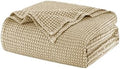 Talasily 100% Cotton Waffle Blanket Queen Size,Stone Washed Bed