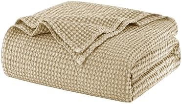 Talasily 100% Cotton Waffle Blanket Queen Size,Stone Washed Bed