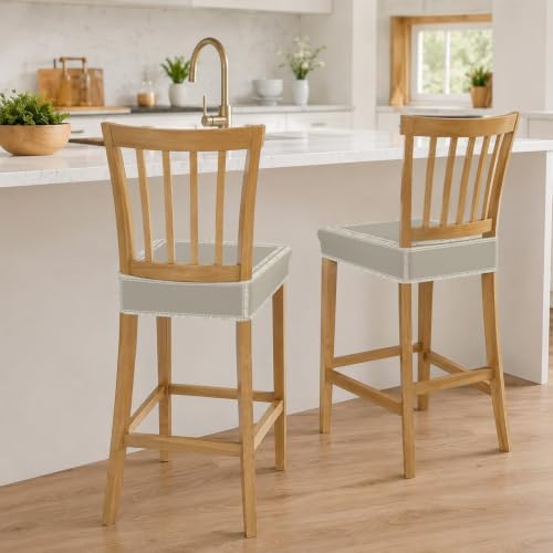 Beige Boho Seat Covers for Dining Room Chairs, Farmhouse Minimalist