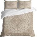Beige Flowers Boho Duvet Cover Set 3 Pieces with Zipper Closure