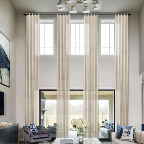 Frelement 108 Inch Length Extra Long Linen Curtains Light Filtering