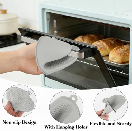 4 PCS Silicone Oven Mitts Heat Resistant Mini Oven Gloves for Kitchen