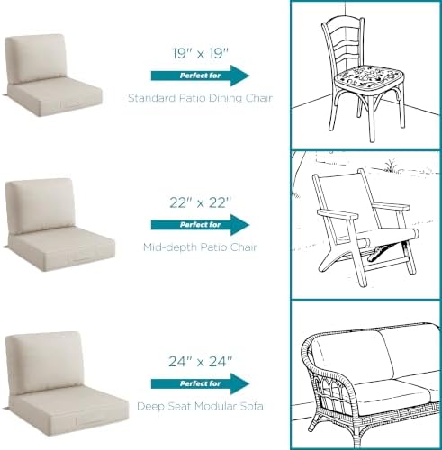 Codi Outdoor Chair Cushions, 24x24 Deep Seat Replacement Set, Beige