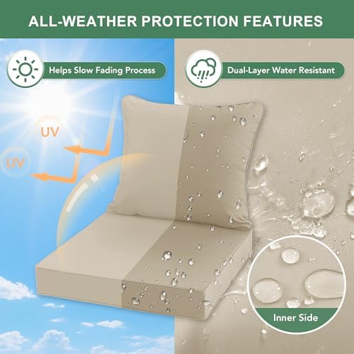 Summsun Outdoor Chair Cushion Water Resistant, 19 x 19 Inch, Cream