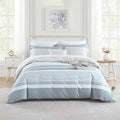 Striped Cotton King Duvet Cover 104"x90" – Light Grey White, 3 Piece