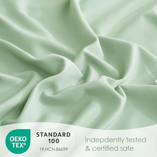 JSD Sage Green Full Microfiber Sheet Set Side Pocket, Deep Pocket with