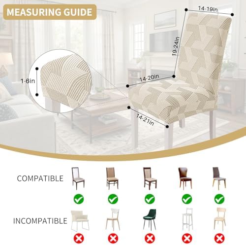 JIVINER Stretch Dining Chair Slipcovers Set of 2, Geometrical Jacquard