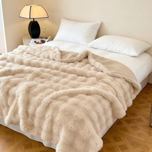 AETVRNI Beige Blanket King Size 87′′×95′′ for Couch Sofa Bed Road Trip