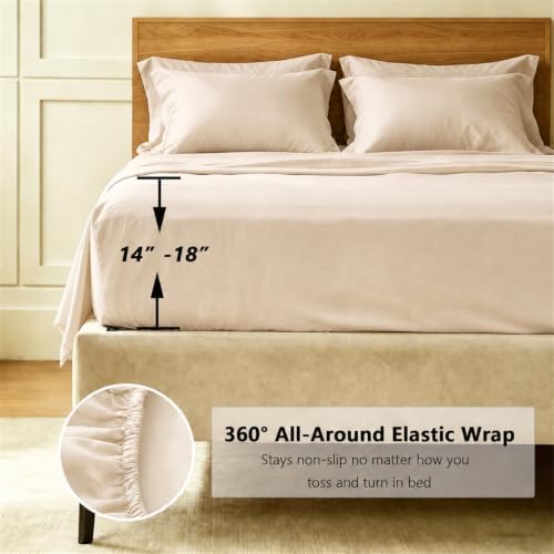 KAKIJUMN 6 Piece Queen Sheets Set, Rayon Derived from Bamboo Blend