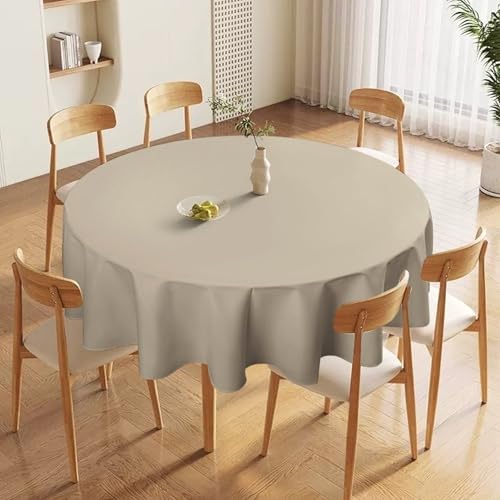 Round Tablecloth, Beige Solid Color Elegant Modern Table Cloth