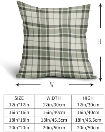 Sage Green Plaid Pillow Covers 18x18 Set of 2 Grey Cream Buffalo Plaid