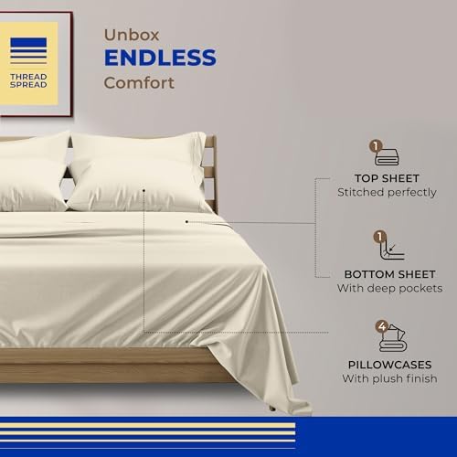 THREAD SPREAD Egyptian Cotton King Size Sheets Set - 800 Series High