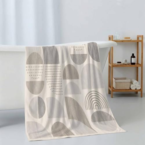 Bath Towels Set of 3 Beige Dots Semicircles Bath Towel Hand Towel