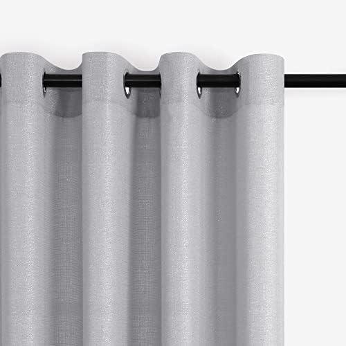 Silver Curtains 63 Inch Length for Kids Bedroom 2 Panels Grommet Semi