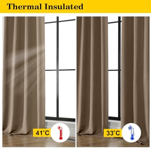 Brown Blackout Curtains for Bedroom Living Room 72 Inches Long 2