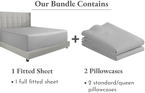 Bedding Bundle - Full Fitted Sheet with 2 Pillowcases, 600 Thread