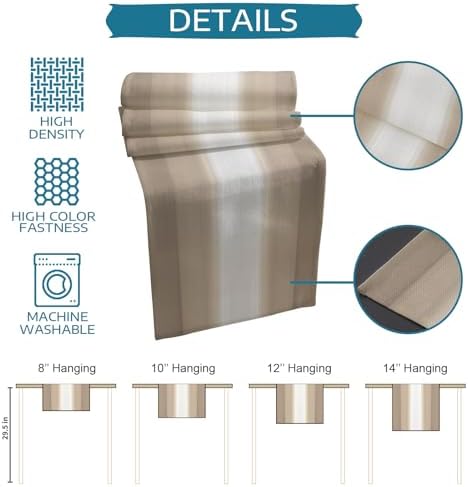 Beige Ombre Striped Table Runner and Placemats for Dining Table,Burlap