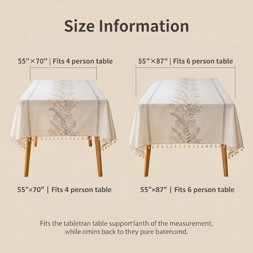 Cotton Linen Blend Tablecloth, 55 x 70 in, Grey Wheat