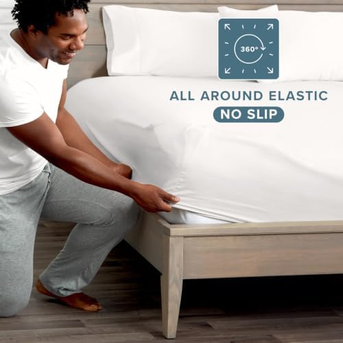 Bare Home Queen Fitted Sheet - 1800 Ultra-Soft (Queen, Antique White)