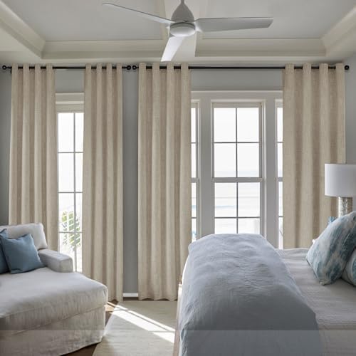 Macochico 100% Blackout Linen Curtains 96 Inches Long Full Light