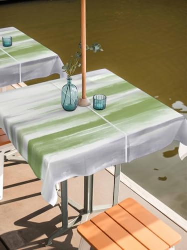 Sage Green Gray Outdoor Square Tablecloth with Umbrella Hole 60x60