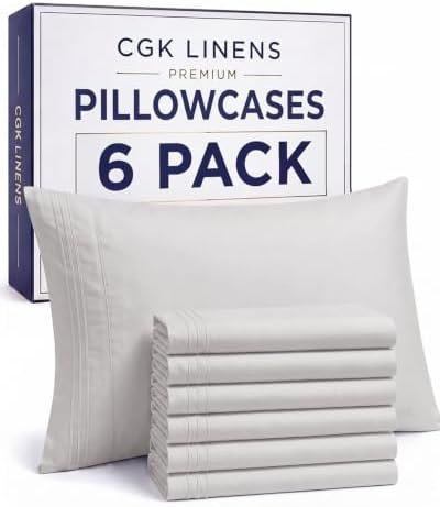 Standard Pillow Cases Set of 6 - Ultra Soft Pillowcase Covers - French