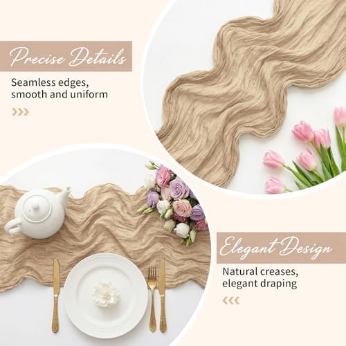 16 Pack Beige 17 x 108 Inch Cheesecloth Table Runner - Boho Gauze