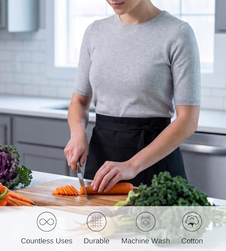 PurpleEssences Waist Aprons, 3 Pockets, Durable, 23.5x11.5 Inch