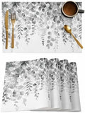 Grey Eucalyptus Leaves Placemats Set of 12 Rustic Summer Botanical