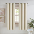 DUALIFE Cream Beige Room Darkening Curtains 42 x 63 Inch Length for