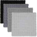 12 Pack Gray and Black Waffle Weave Dishcloths, 3 Sets of 4 Reusable