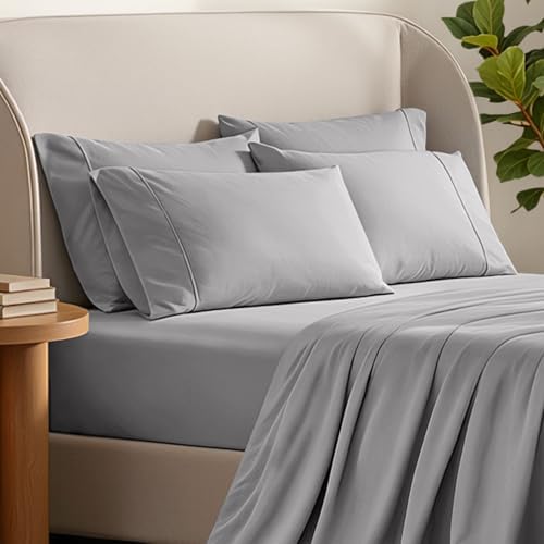 Bare Home Pillowcases Open End (Standard 4 Pack, Light Grey)