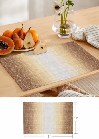 Modern Fabric Texture Table Runner and Placemats Set of 6 Farmhouse