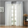 Sheer Curtains 2 Panels Beige White Solid Color Window Curtain for