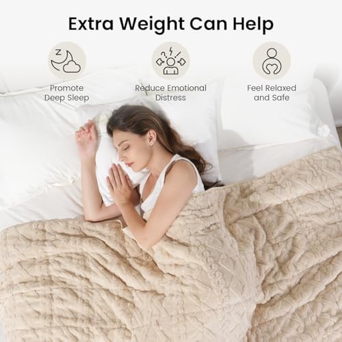 Drewin Weighted Blanket for Adults Full Size 10lbs,Beige,48