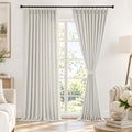 OWENIE Natural Pinch Pleated Linen Curtains 84 Inches Long 2 Panels