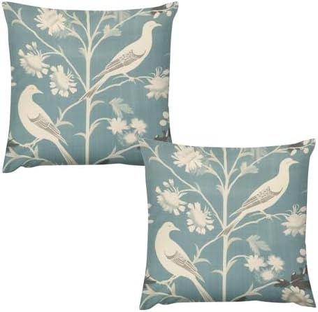 Chenonceau Birds and Botanicals Aquamarine Decorative Throw Pillow