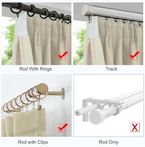 Beige Blackout Window Curtains 108 inches Long, Double Pleated Faux