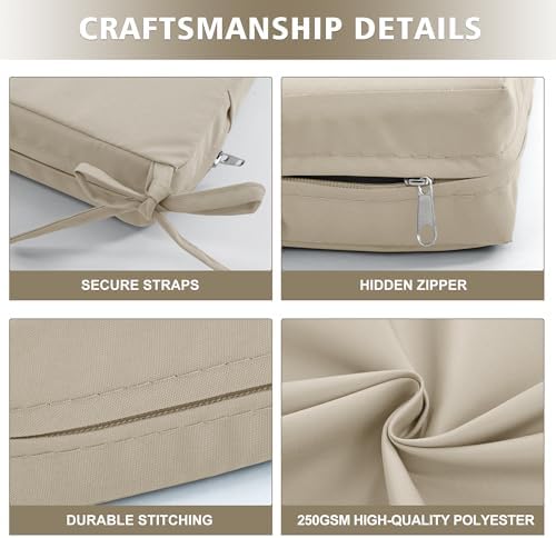 24x24 Inch Outdoor Cushions for Patio Furniture Set of 2, Waterproof