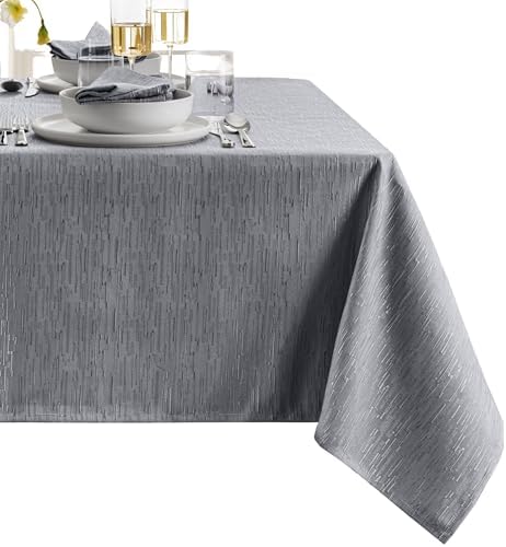 Continental Solid Texture Water Resistant Tablecloth, Gray - 60" W x