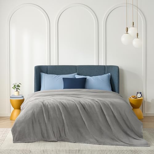 Casual Living Cal King Fleece Blanket, Flannel, 108" x 90", Light Grey