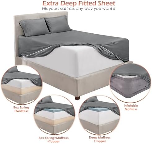 Hearth & Harbor Extra Deep Pocket Sheet Sets, Luxury Soft 6 Piece Bed