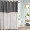DOSLY IDÉES Farmhouse Shower Curtain, Beige and Gray Stripe, Button