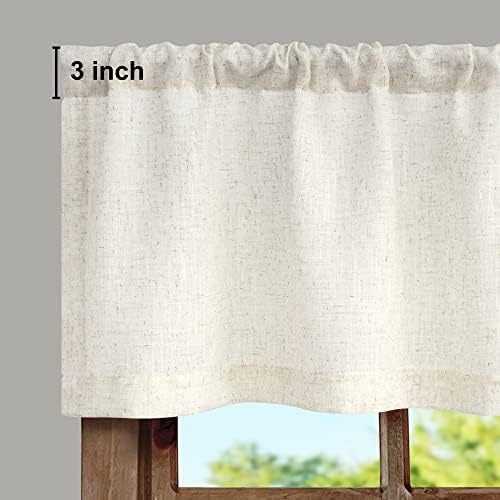 Pitalk 18 Inch Cream Linen Sheer Valance for Window and 84 Inch Cream