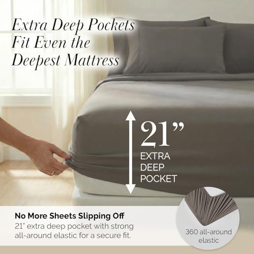 Southshore Fine Living, Inc. Queen Bed Sheets deep Pocket Set with 21"