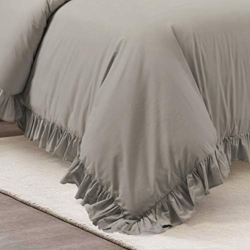 Lush Decor Reyna Ruffle Cotton Duvet Cover Set 3 Piece Set Full