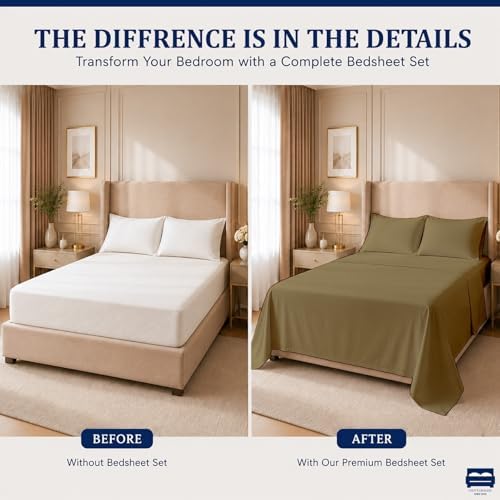 Cottingon 4 Pc Twin Extra Long Sheets for Dorm Bedding, 100% Egyptian