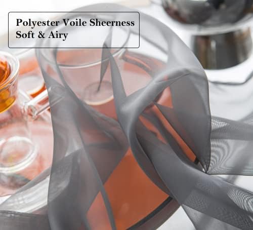 PI Sheer Curtains 63 Inches Length,Short Rod Pocket Light Filter Sheer